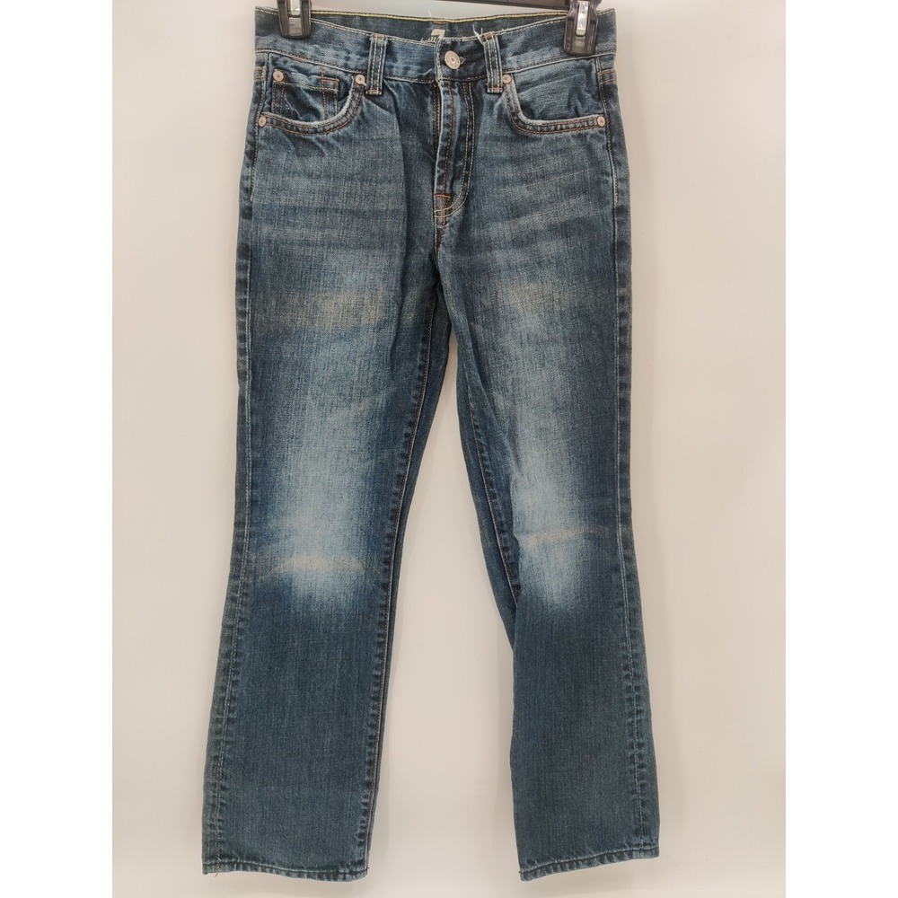 7 For All Mankind Boys Jeans Straight Leg Medium Wash Distressed Size 10
